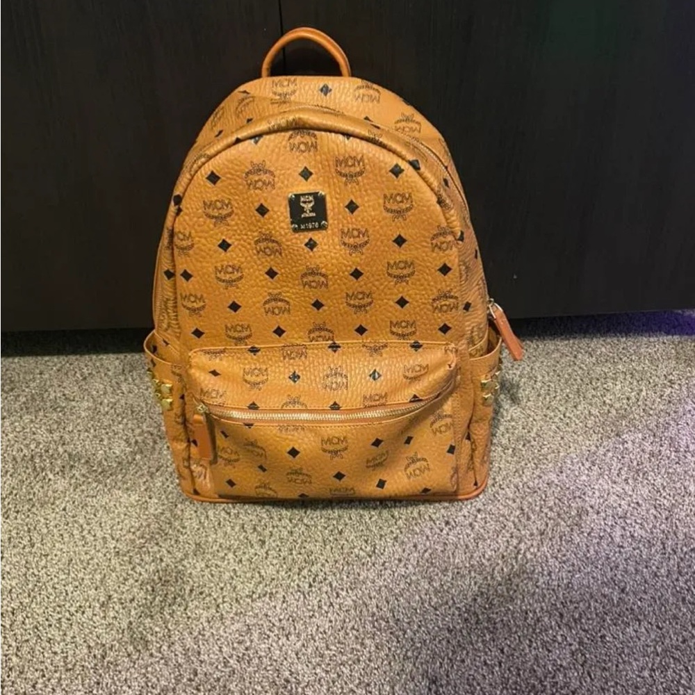 MCM Cognac Logo Backpack for Men